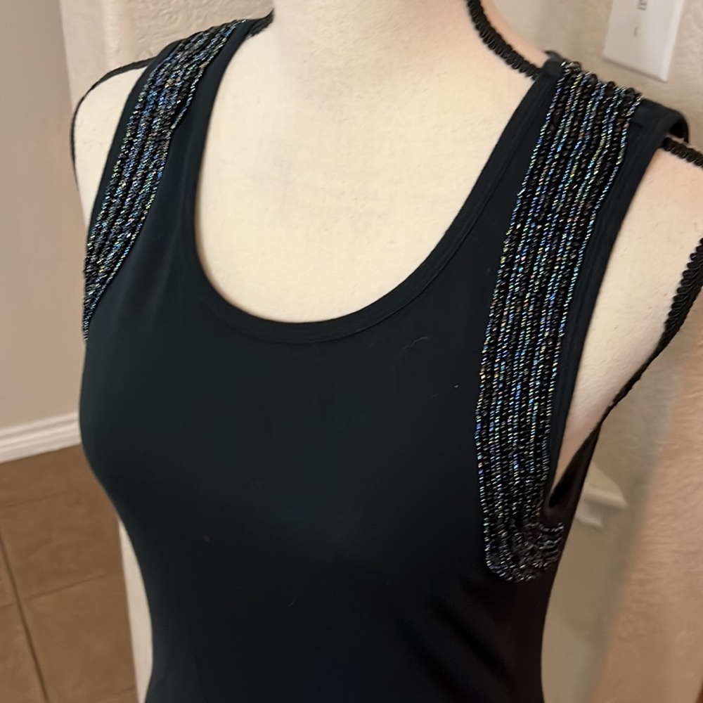 For the Republic black with bead design top Size M